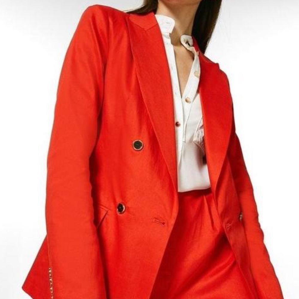 NWT Karen Millen Italian Premium Stretch Linen Blazer and Trousers - Picture 2 of 11
